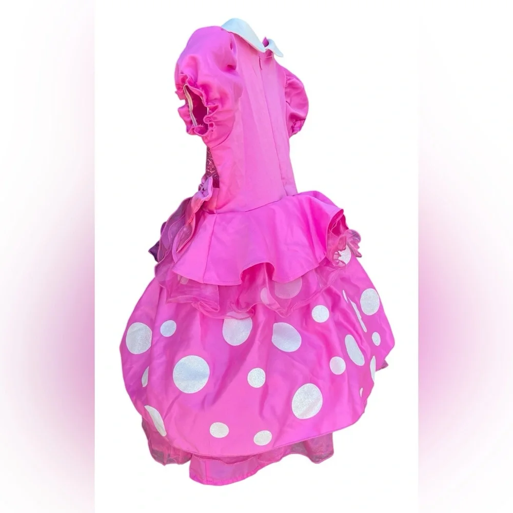 Hostess Pick ☄️ Glittery Pink Polka Dot Kids Disney Minnie Mouse Costume